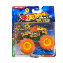 Wheels Hot Monster Trucks Beast Bashers Rebel Lion 3/6 Series con auto schiacciata