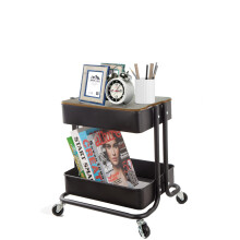 Melody House 2-Tier Metal Utility Rolling Cart Storage Organizer met Cover Board Mobile Trolley Sofa bijzettafel met wielen voor kantoor Home Kitchen