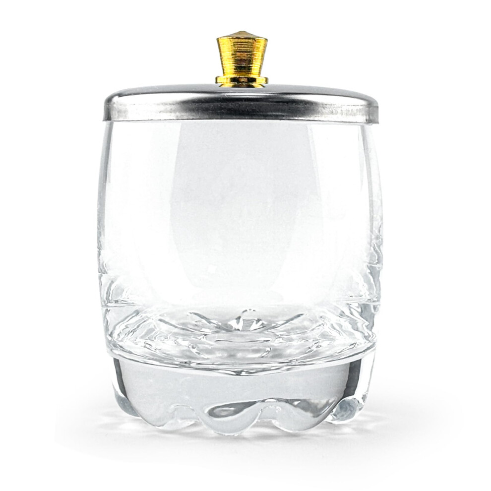 Honey Joy Crystal Disinfection Glass Cup Acrylic Liquid Powder Dappen Dish With Stainless Steel Metal Lid Glassware Tool For Nail Art Hj-Napb028 (Hj-N