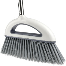 Vassoura angular para pisos de madeira - Vassoura de cozinha com cerdas macias para uso interno e de escritrio (branco sujo)