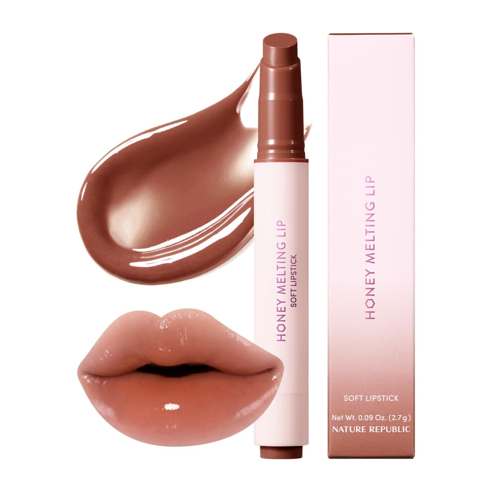 Nature Republic HONEY MELTING LIP (20 ROSE BROWN) SOFT LIP STICK  Hydrating Gloss  Moisturizing balms  Sheer tint  Shine & Nude  Glowy Finish  korean-image-OPC-PHFPSBR-NEW