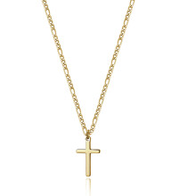 Collana a croce per uomini lucidati 14k inossidabile inossidabile piena inossidabile inossidabile cutana a ciondolo figaro crana semplice regalo di g
