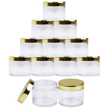 Beauticom 60 gram/60 ML (2 Oz) runde klare, l?kagesikre plastbeholderkrukker med guldl?g til rejseopbevaring Makeup Kosmetisk lotion Scrubs Creme