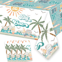 LetDec 4 stk Surf The Big One Dug Surfing 1. F?dselsdag Bordd?ksler til Hawaiian Palm Tree Retro Summer Beach Wave Theme Dreng Surfing F?rste f?d
