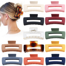 Sisiaipu 4.1 Inch Large Hair Accessories - 12 Pcs Big Square Jaw Clips for Thick Hair, Jumbo Bulk Clips for Women and Girls
