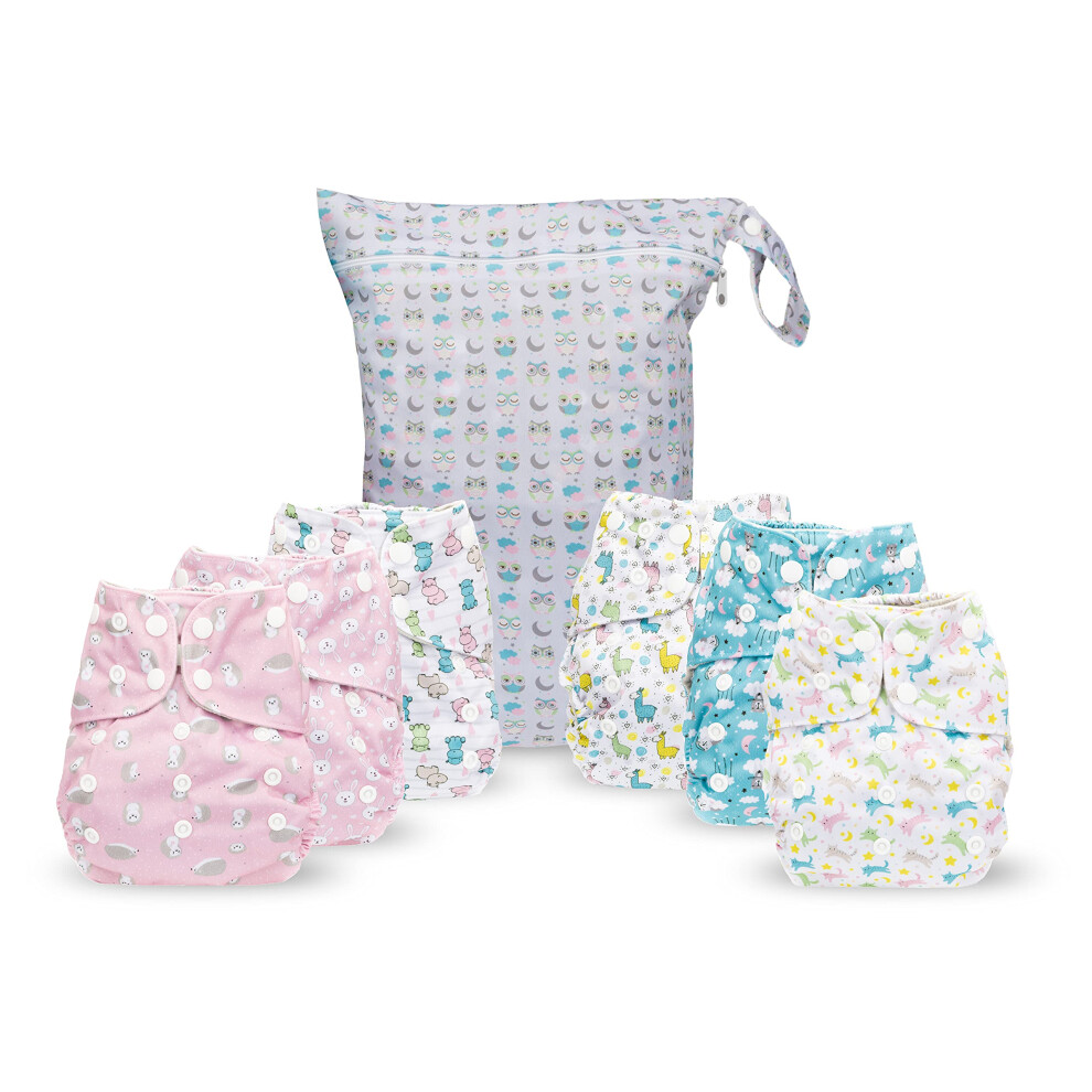 Simple Being Wiederverwendbare Stoffwindeln Mit Doppelzwickel, Einheitsgre, Verstellbar, Waschbar, Weich, Saugfhig, Wasserdicht, Umweltfreundl-image