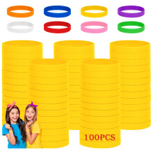 THXIY 100 STK Silikonegummi armb?nd Armb?nd Armb?nd Armb?nd Armb?nd til b?rn Ungdom Teenagere Drenge Gilrs B?rns Bulk Armb?nd Event Bands 7'' Arm