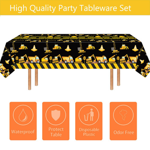 Letromp 2 peas de pano de mesa de construo de 54 x 108 polegadas, capas de mesa para caminho basculante para tema de construo, ch de beb 1