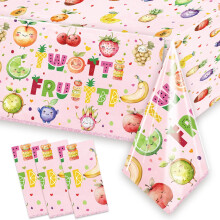 3 stk Twotti Frutti dug Sommerfrugt To ?r gammelt bordd?ksler til Luau Frugt Citron Vandmelon Ananas Jordb?rtema Piger 2. f?dselsdagsfestpynt Til