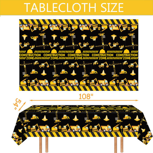 Letromp 2 peas de pano de mesa de construo de 54 x 108 polegadas, capas de mesa para caminho basculante para tema de construo, ch de beb 2