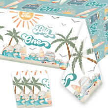 Letromp 3 peas de suprimentos para festa de primeiro aniversrio de surf, toalha de mesa para meninos, 54 pol.
