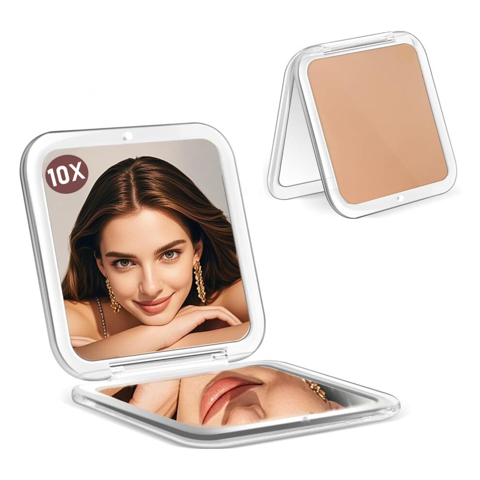 Cyhtshfz Small Compact Mirror For Purse 10X/1X Travel Magnifying Mirror For Women Makeup Mirror For Girls Portable Ultra Slim Pocket Mirror