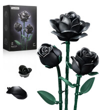 Black Roses Flower Building Set - 3Pack konstgjorda blombukettsatser Kompatibel med Lego fr vuxna Present till alla hjrtans dag och mors dag -