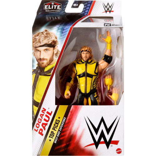 Mattel Conjunto de bonecos de ao e acessrios de elite da Mattel WWE Top Picks Logan Paul colecionvel de 6 polegadas com anel de mos trocveis ????e 1