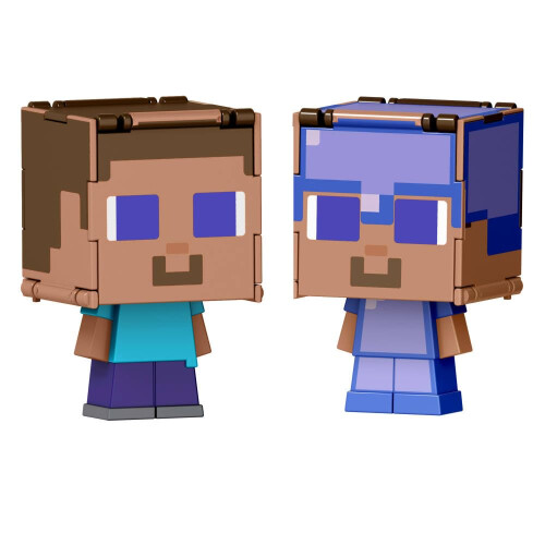 Mattel Figuras Mattel Minecraft Flippin Figs com brinquedo Fidget Play 2 em 1 em escala de 3,75 polegadas com cabea grande e design pixelado (os person 2