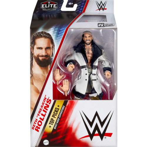 Mattel Conjunto de bonecos de ao e acessrios de elite da Mattel WWE Top Picks Seth Freakin Rollins Colecionvel de 6 polegadas com anel de mos troc 1