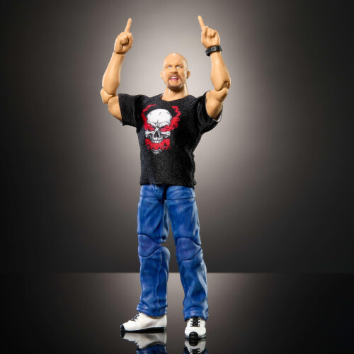 Mattel Conjunto de bonecos de ao e acessrios de elite da Mattel WWE Top Picks Stone Cold Steve Austin colecionvel de 6 polegadas com anel de mos tr 2