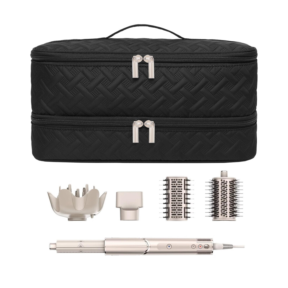 Arlmegor Double-Layer Travel Carrying Case For Revlon One-Step Hair Dryer Brush Volumizer Styler Shark Flexstyle Attachment Portable Storage Organizer
