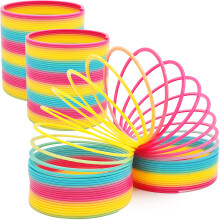 Dreidel Company Jumbo Rainbow muovinen kierrejousijuhlasuosikki lapsille, erikseen kääritty 7"" (175 mm) jousi (8 kpl)