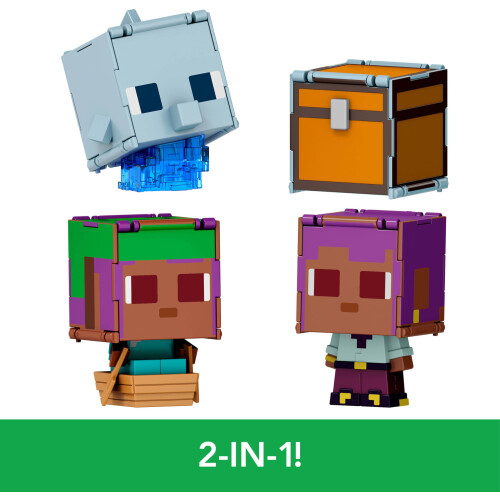 Mattel Mattel Minecraft Flippin Figs 2-Pack 2 Bonecos de ao em escala de 3,75 polegadas com cabeas grandes e Fidget Play 2 em 1 EFE/Veleiro e Golfinh 2