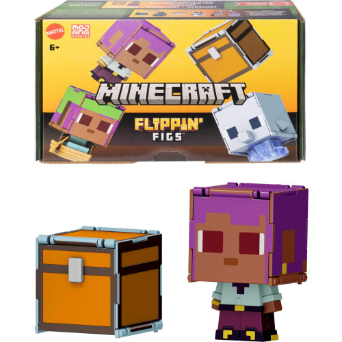 Mattel Mattel Minecraft Flippin Figs 2-Pack 2 Bonecos de ao em escala de 3,75 polegadas com cabeas grandes e Fidget Play 2 em 1 EFE/Veleiro e Golfinh