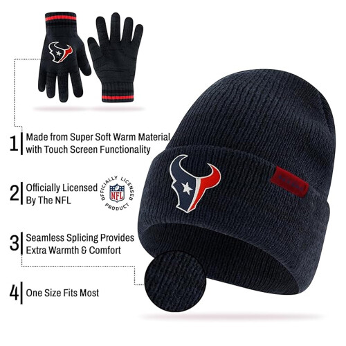 Ultra Game Kinder Cabel Knit Natural HAT Handschuhe Teamfarbe 1