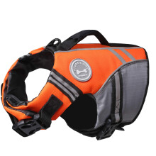 VIVAGLORY Sports Style Dog Life Jacket with Adjustable & Durable Extra Flotation Swim Life Vest with Secure Fastening System for Small Dogs Bright O