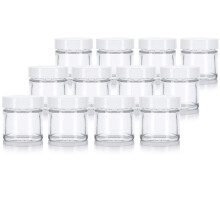 1 oz / 30 ml klar glas, lige sidet krukke med hvidt glat foret l?g (12 stk.)