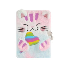 YankMooM Cat Diary for Girls Journal for Kids Dagbog med l?s Fuzzy Secret Kids Journal Hardcover Fluffy Secret Diary Tie-Dye Notesbog Gave til ti
