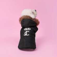 Juicy Couture imiteret pels-httejakke til hunde og katte til hunde - sort - ekstra lille/lille
