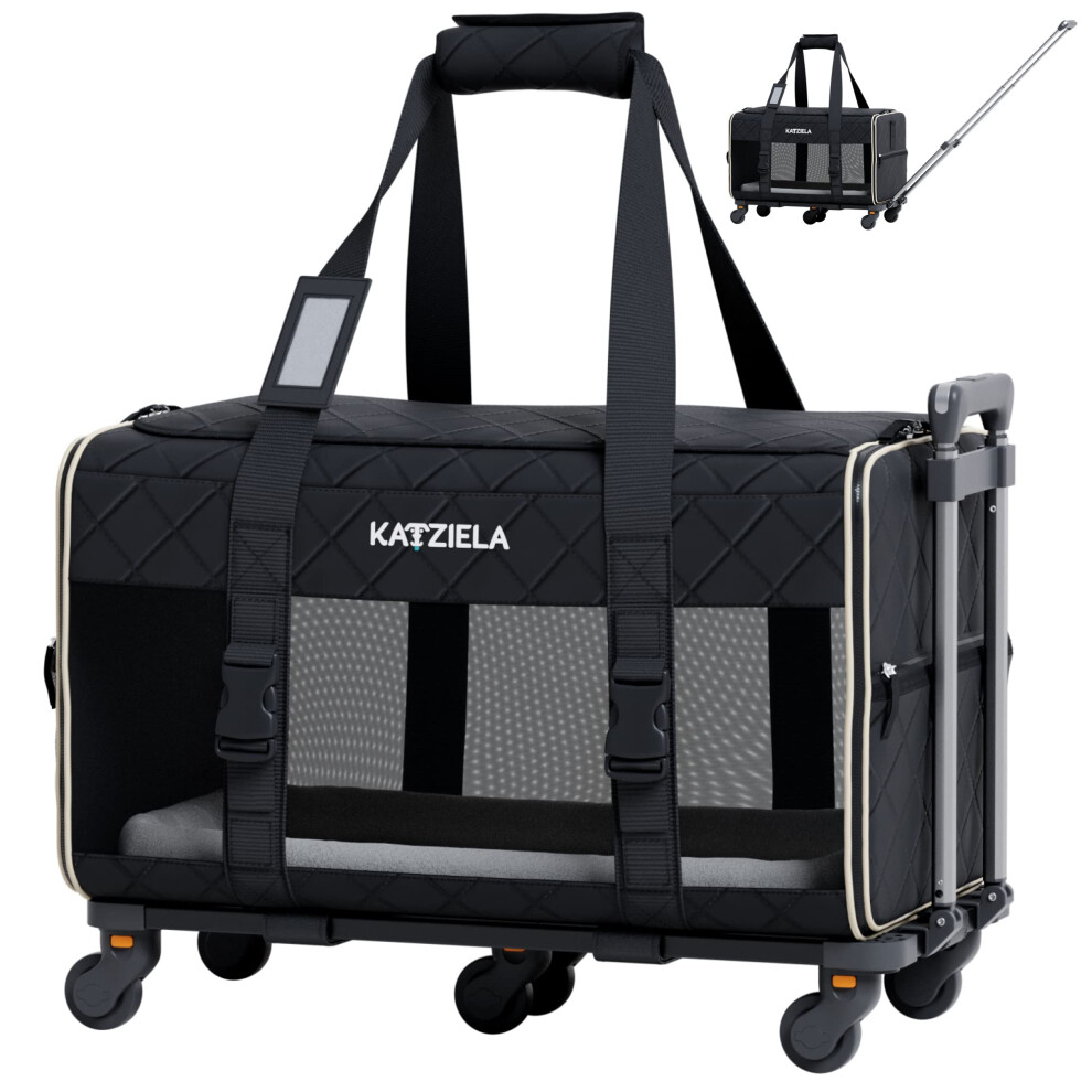 Pet Carrier Airline Approved - Dog Carrier with Wheels - TSA Airline Approved Dog Carrier - Rolling Pet Carrier with Wheels for Small to Medium Size C