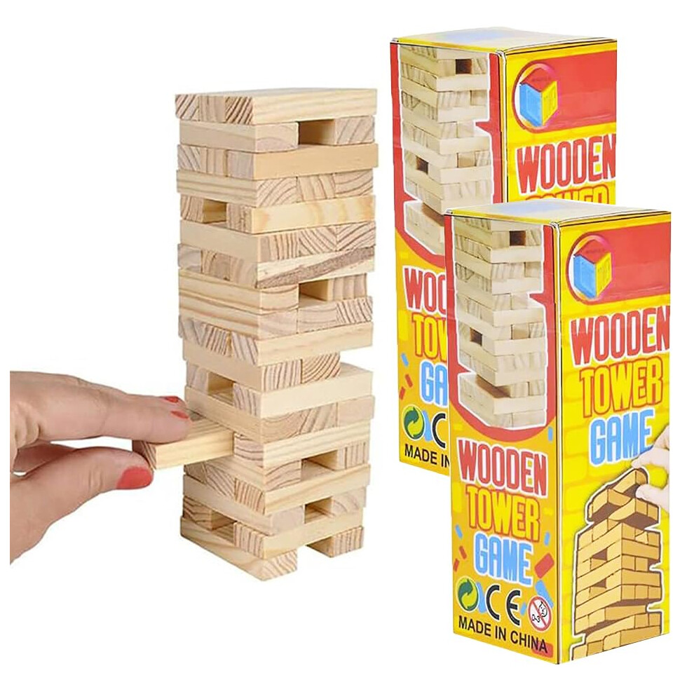 Wooden Blocks Stacking Tumbling Tower Game  Pull  and Tumble Blocks  Sensory Learning  Game Night  6"""" Inches (4-Pack)-image-OPC-PHFPY7M-NEW