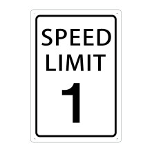 Speed Limit 1 Mph Sign  Warning Slow Down Sign Novelty Traffic Property Cottage Road Street Sign 8 X12 Inches