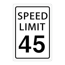 Speed Limit 45 Mph Sign Safety Warning Road Aluminum Metal Street Sign 12x16inch