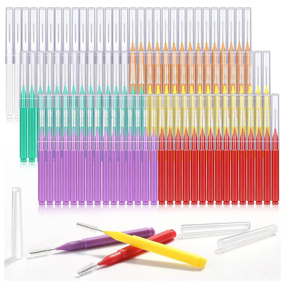 Modacraft 120Pcs Interdental Brush 6 Sizes Braces Brush Toothpicks With Soft Bristles 360 Bendable Floss Heads Dental Brushes Between Teeth Gum Braces