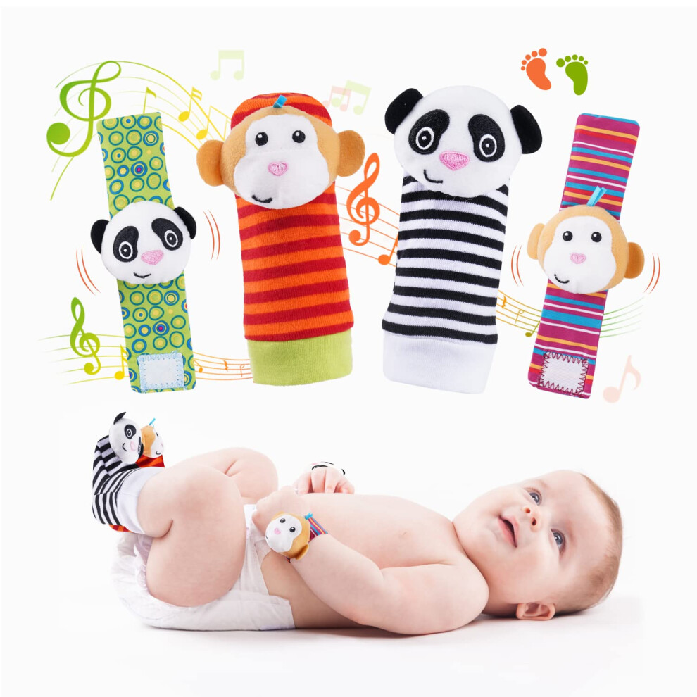 Koty Baby Wrist Rattles Foot Finder Toys Set Toddler Rattle Sock Arm Hand Bracelet Feet Leg Ankle Socks Gift for Newborn Infant Babies Boy Girl Be