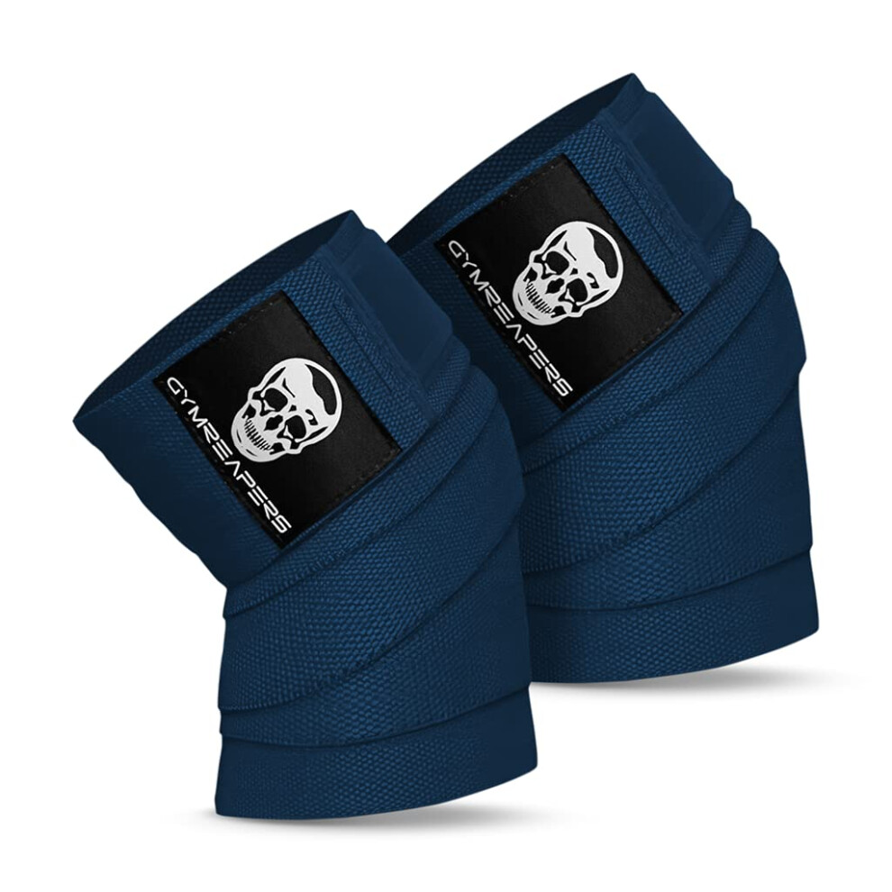 Gymreapers Knee Wraps (Pair) With Strap For Squats Weightlifting Powerlifting Leg Press And Cross Training - Flexible 72 Inch Knee Wraps For Squat