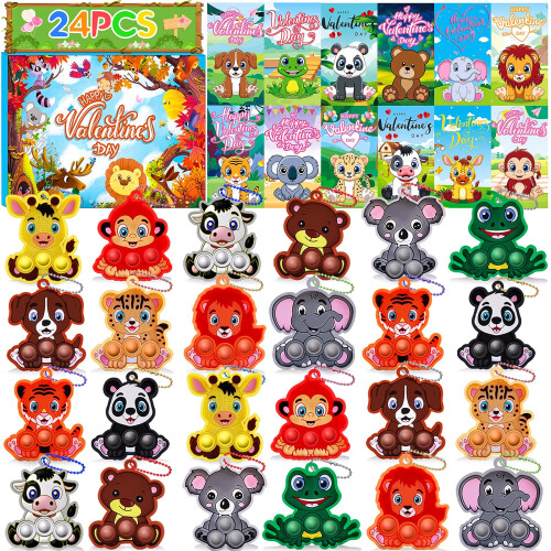 24 PACK Valentines Day Gifts for Kids Valentines Cards for Kids ...