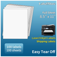 LabelMore 100 Blatt bedruckbares Aufkleberpapier, 21,6 x 27,9 cm, Aufkleber-Druckerpapierbogen fr Laser- und Tintenstrahldrucker