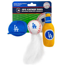 BEDSTE PUSH KATTELEGETJ MLB LOS ANGELES DODGERS Komplet st med 3 stykker kattelegetj fyldt med frisk katteurt. Inc.: 1 baseball kasket kattele