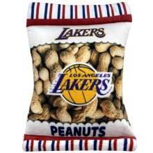 Pets First NBA Los Angeles Lakers CRINKLE FINE PLUSH DOG & CAT SQUEAK TOY - Cutest STADIUM PEANUTS SNACK Plush Toy for DOGS & CATS with INNER SQU