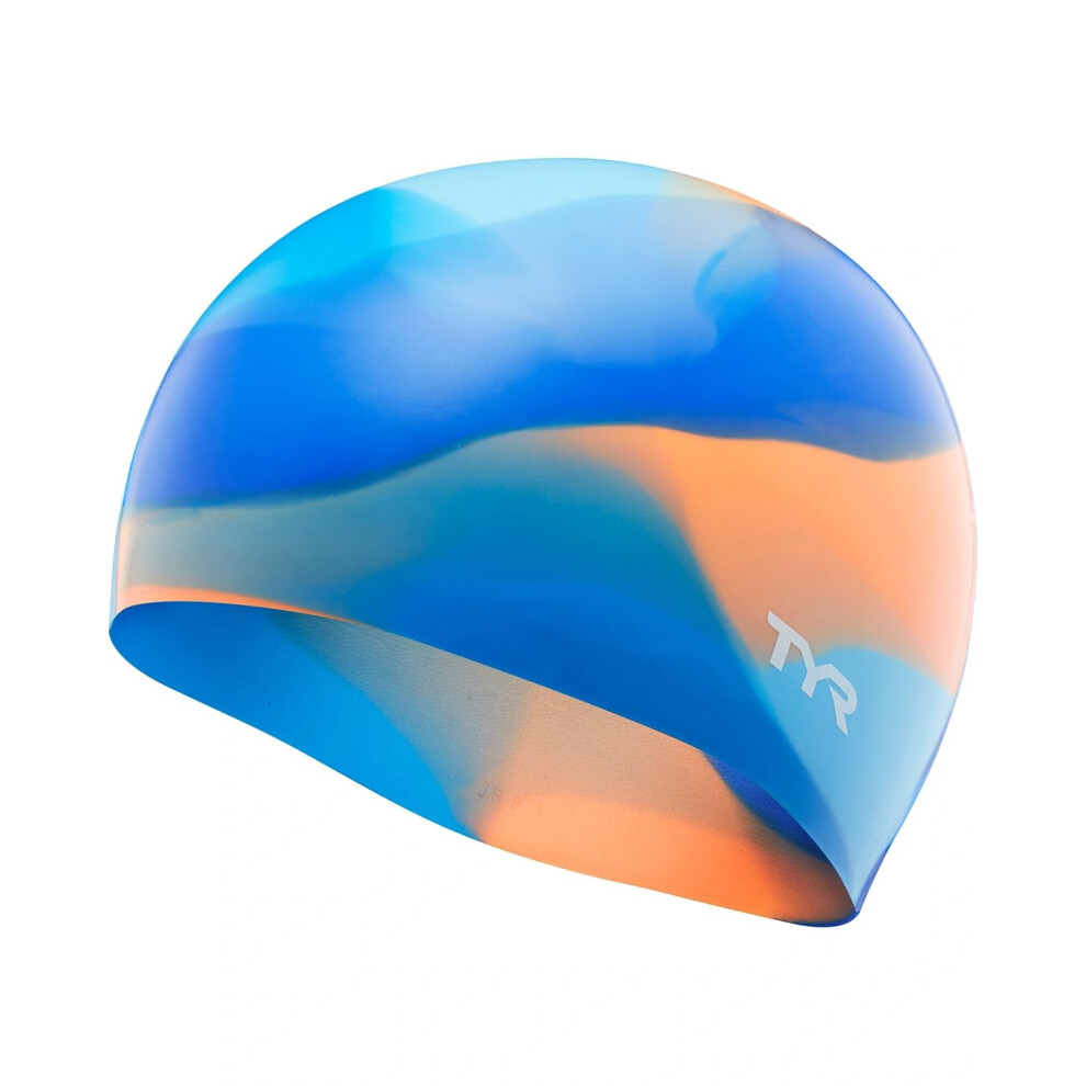TYR Junior Tie Dye Swim Cap  Blue/Orange