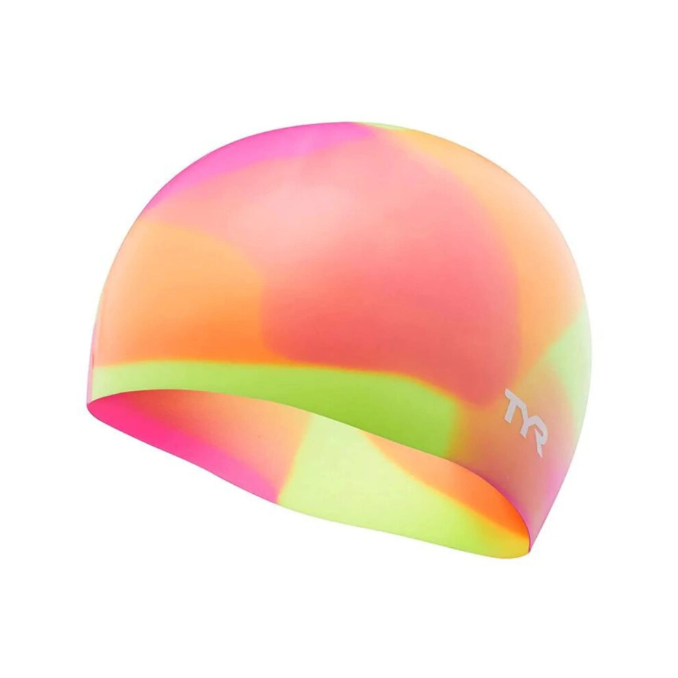 TYR Junior Tie Dye Swim Cap  Yellow/Pink/Orange