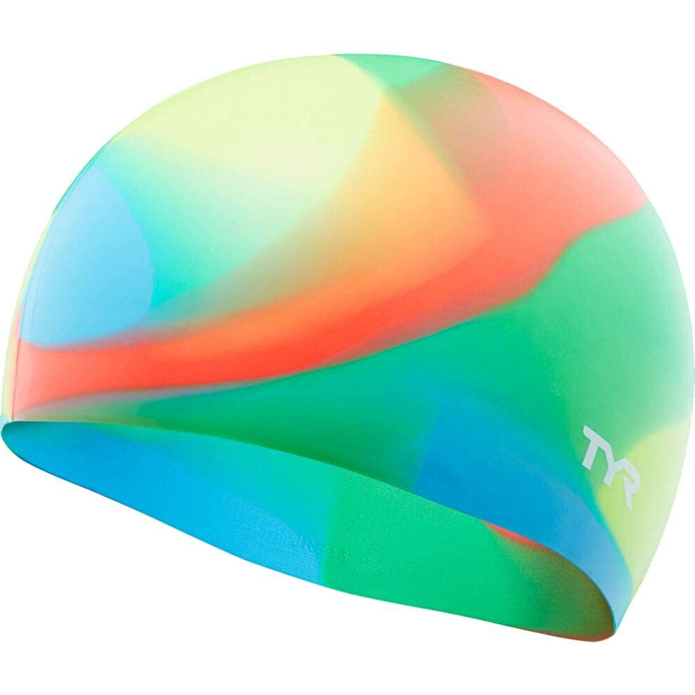 TYR Junior Tie Dye Swim Cap  Blue/Yellow