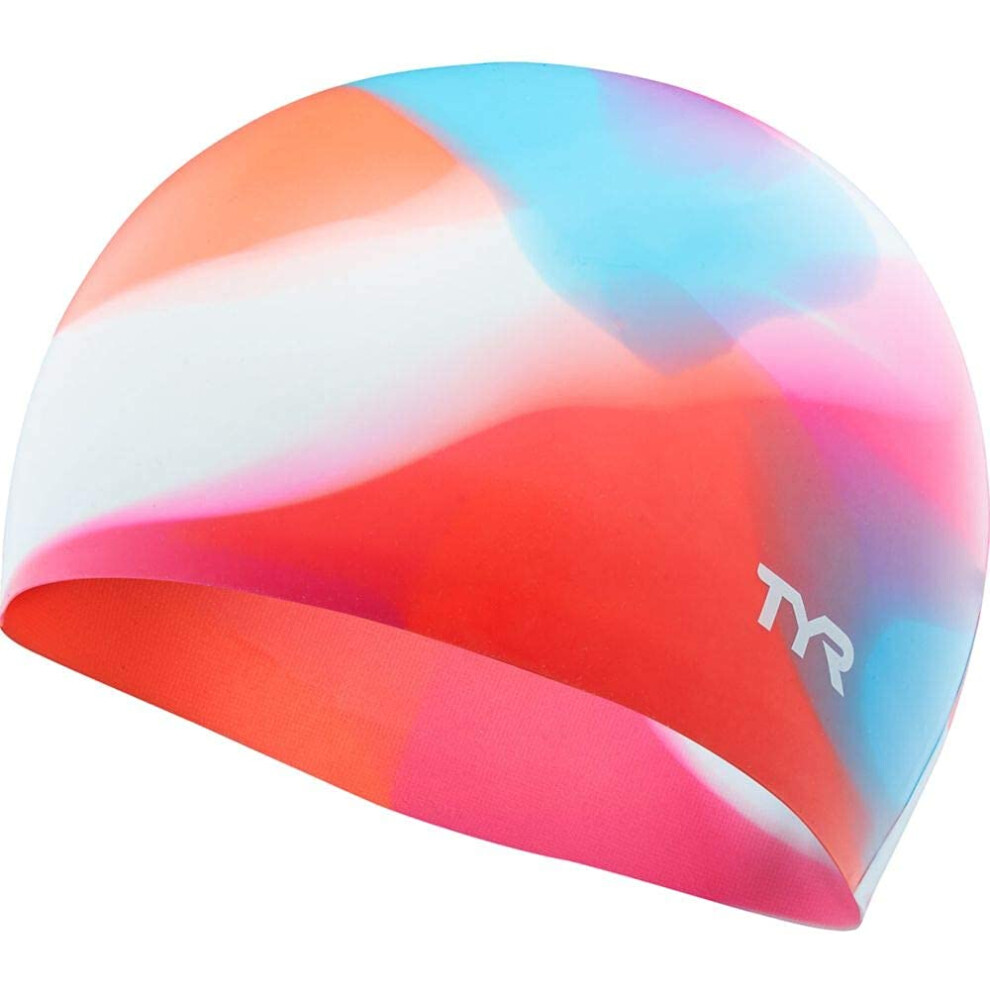 TYR Junior Tie Dye Swim Cap  Pink/Blue