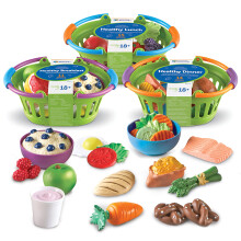 Ressources d'apprentissage New Sprouts Boucard de panier des aliments sains - 37 pices ges de 18 mois et plus de prtendent les aliments pour