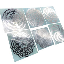 The Ancient Secret of Flower of Life Sacred Geometry Metal Sticker (Set of 6 Pieces) Energy Decals (Silver)