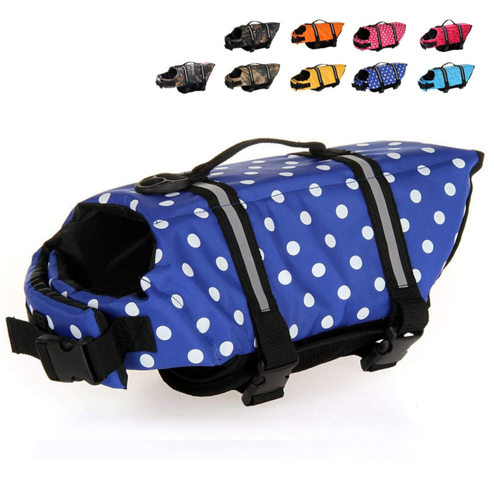 Haocoo Dog Life Lify Veste Gile Saver Safety Sweet Sweet Sweet Awards With Reflective Stripes / R Glable Belt Dogs? Blue Polka Dot Xs-image