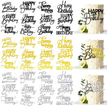 36 PCS Happy Birthday Cake Toppers Mirror Acrylic Cake Topper Side Cake Decorations Cake Inserts Cake Decorating Supplies Cupcake Toppers for Bir