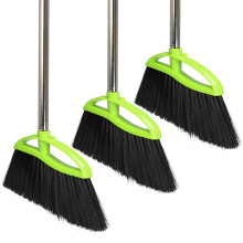3 pacotes de vassouras internas, vassoura angular verde, cerdas macias, cabo longo para varrer piso de madeira